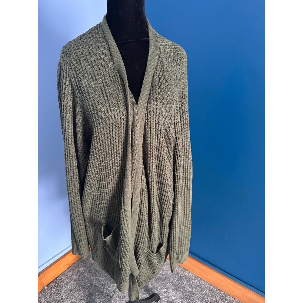 Market & Spruce Olive Green Open Front Knit Cardigan Sweater Size 3X - Picture 2 of 7